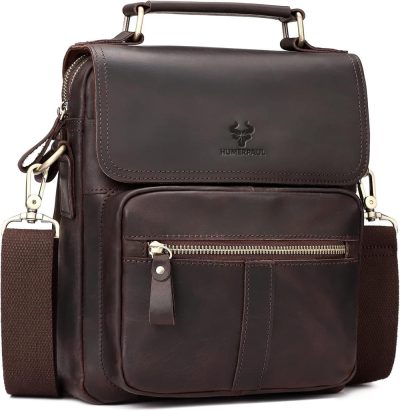 Messenger Bags | Leather Messenger Bag For Men, Shoulder Crossbody Bag With Adjustable Straps For Work Business Messenger Bags Coffee