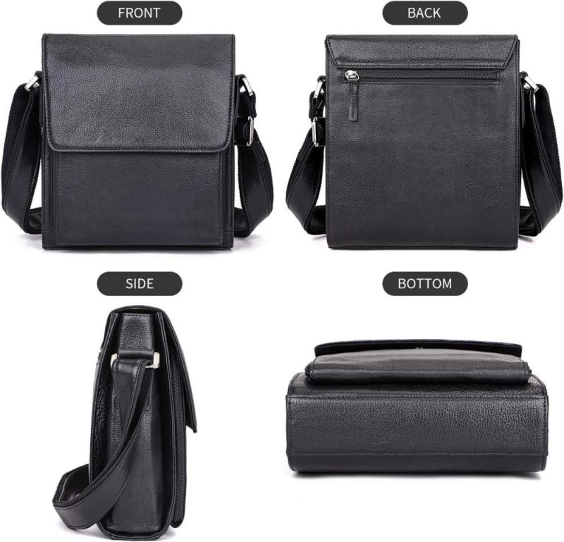 Messenger Bags | Leather Messenger Shoulder Crossbody Bag For Men Work Business Vintage Magnetic Buckle Big Capacity Adjustable Straps Messenger Bags Black