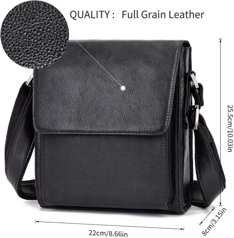 Messenger Bags | Leather Messenger Shoulder Crossbody Bag For Men Work Business Vintage Magnetic Buckle Big Capacity Adjustable Straps Messenger Bags Black