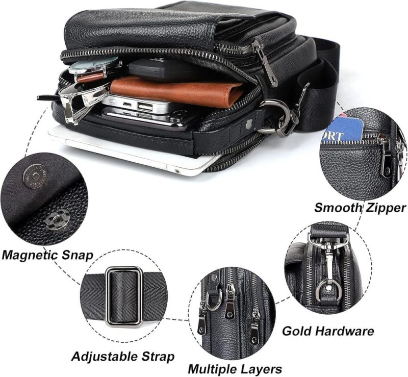 Messenger Bags | Leather Small Messenger Bag For Men Crossbody Handbag Shoulder Sling Travel Bags For Men Purse Daypack Magnetic Buckle Messenger Bags Messenger Bags