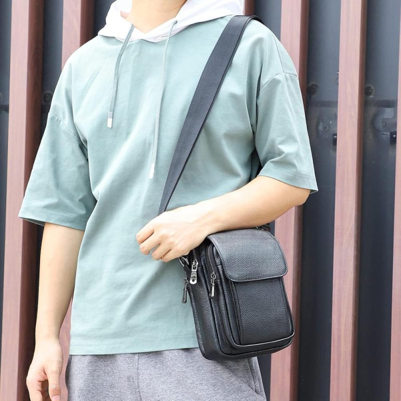 Messenger Bags | Leather Small Messenger Bag For Men Crossbody Handbag Shoulder Sling Travel Bags For Men Purse Daypack Magnetic Buckle Messenger Bags Messenger Bags