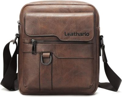 Messenger Bags | Men’s Crossbody Bag Leather Shoulder Bag For Men Messenger Sling Bag For Work Business Satchel Travel Messenger Bags Brown-01082