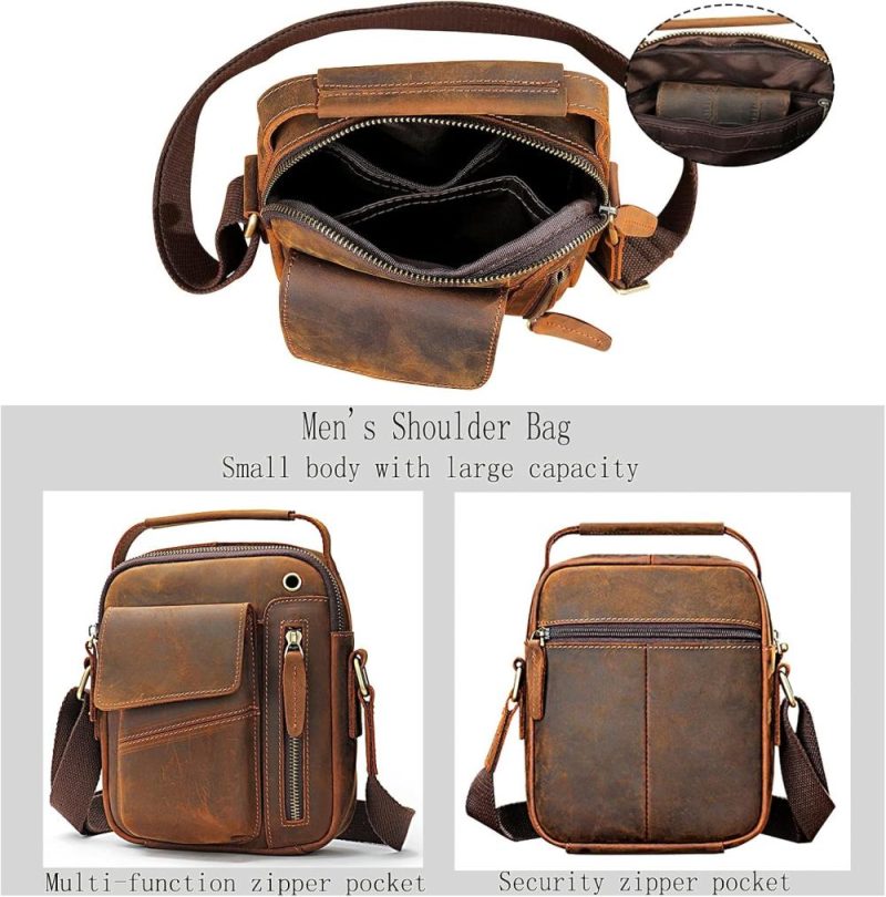 Messenger Bags | Men’s Crossbody Bag,Satchel Shoulder Bag,Small Leather Messenger Bag,Crazy Horse Leather Handbag With Zipper Messenger Bags Messenger Bags