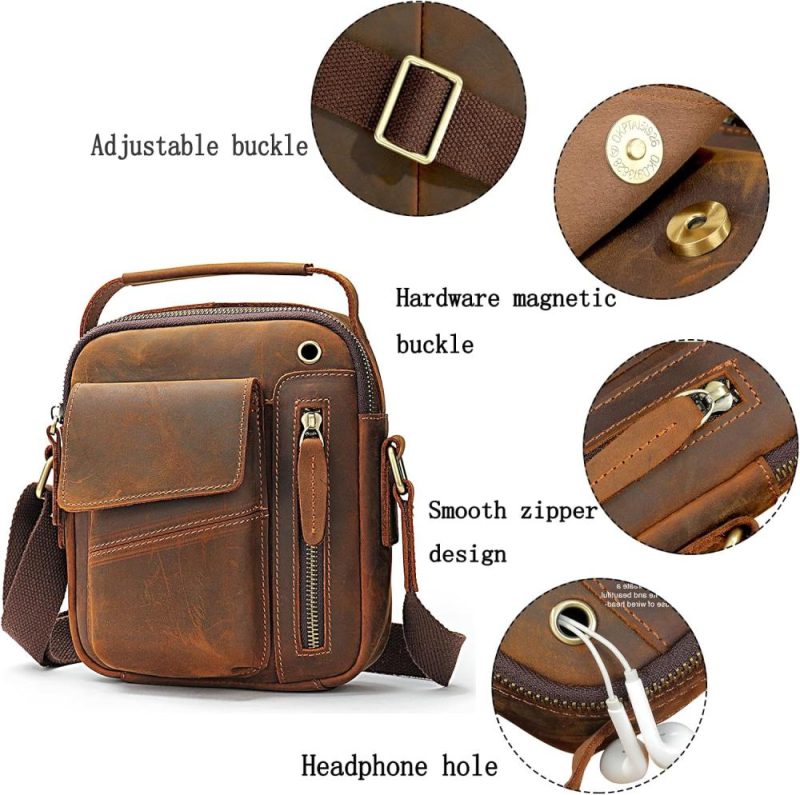 Messenger Bags | Men’s Crossbody Bag,Satchel Shoulder Bag,Small Leather Messenger Bag,Crazy Horse Leather Handbag With Zipper Messenger Bags Messenger Bags