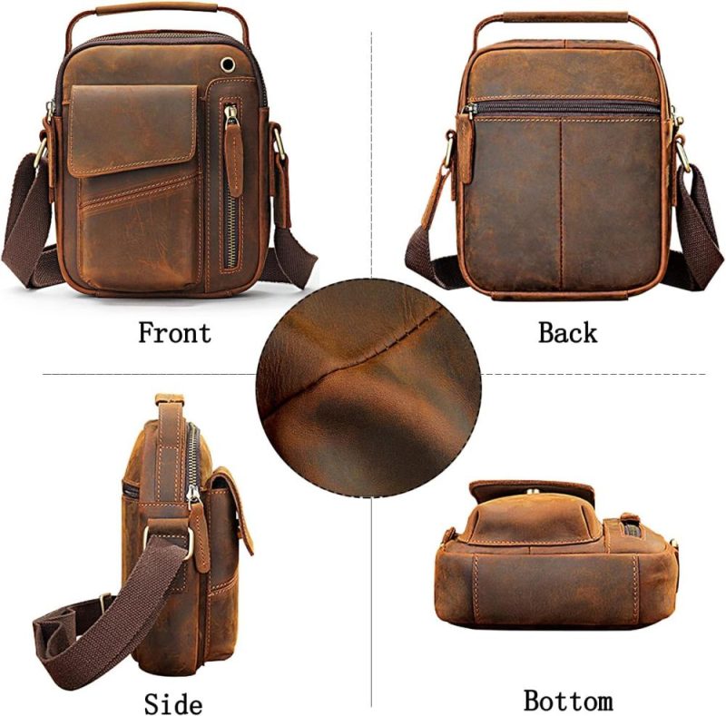 Messenger Bags | Men’s Crossbody Bag,Satchel Shoulder Bag,Small Leather Messenger Bag,Crazy Horse Leather Handbag With Zipper Messenger Bags Messenger Bags