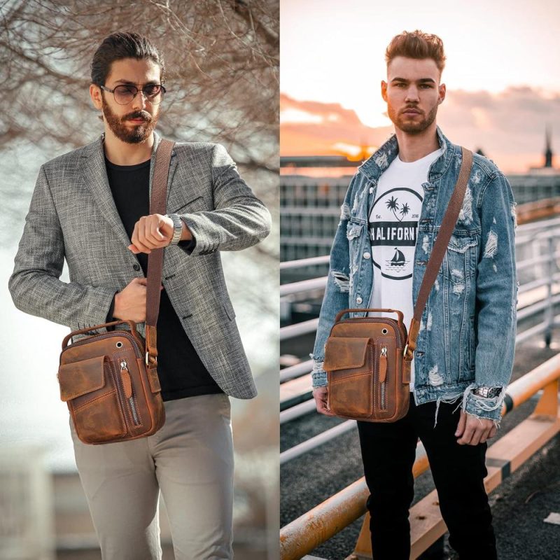 Messenger Bags | Men’s Crossbody Bag,Satchel Shoulder Bag,Small Leather Messenger Bag,Crazy Horse Leather Handbag With Zipper Messenger Bags Messenger Bags