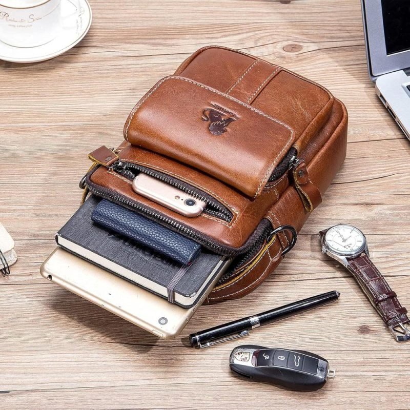 Messenger Bags | Men’s Leather Shoulder Bag Messenger Pack Handbag Bag Crossbody Bag Man Purse Sling Satchel Bag For Bussiness Travel Messenger Bags Brown