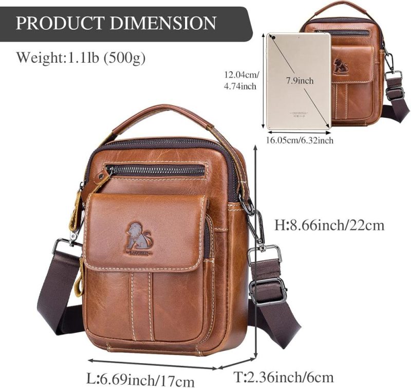 Messenger Bags | Men’s Leather Shoulder Bag Messenger Pack Handbag Bag Crossbody Bag Man Purse Sling Satchel Bag For Bussiness Travel Messenger Bags Brown