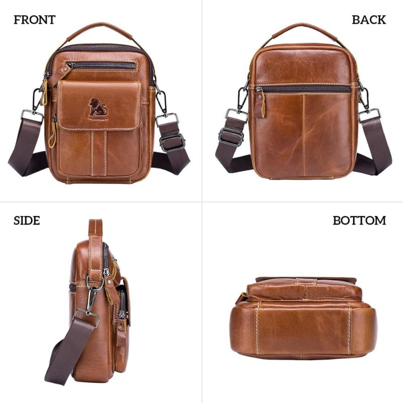 Messenger Bags | Men’s Leather Shoulder Bag Messenger Pack Handbag Bag Crossbody Bag Man Purse Sling Satchel Bag For Bussiness Travel Messenger Bags Brown