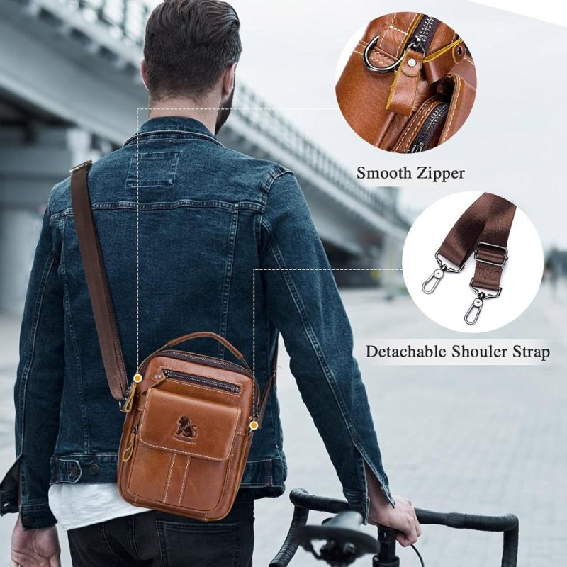 Messenger Bags | Men’s Leather Shoulder Bag Messenger Pack Handbag Bag Crossbody Bag Man Purse Sling Satchel Bag For Bussiness Travel Messenger Bags Brown