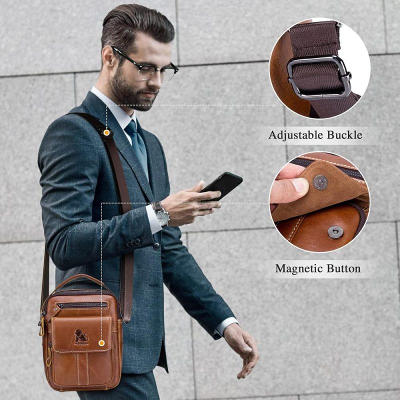 Messenger Bags | Men’s Leather Shoulder Bag Messenger Pack Handbag Bag Crossbody Bag Man Purse Sling Satchel Bag For Bussiness Travel Messenger Bags Brown