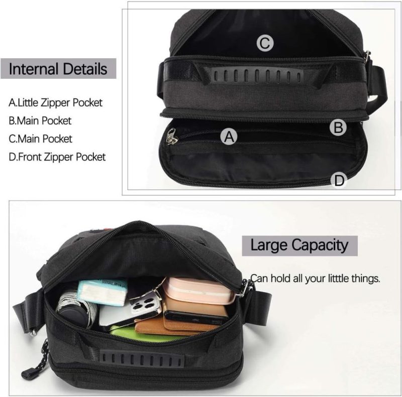 Messenger Bags | Men’s Messenger Bag – Crossbody Shoulder Bags Travel Bag Man Purse Casual Sling Pack For Work Business Messenger Bags Black