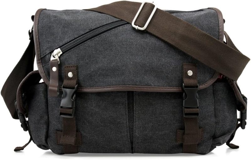 Messenger Bags | Oct17 Men Messenger Bag College Shoulder Canvas Vintage Crossbody Military Satchel Bag Laptop Messenger Bags Black