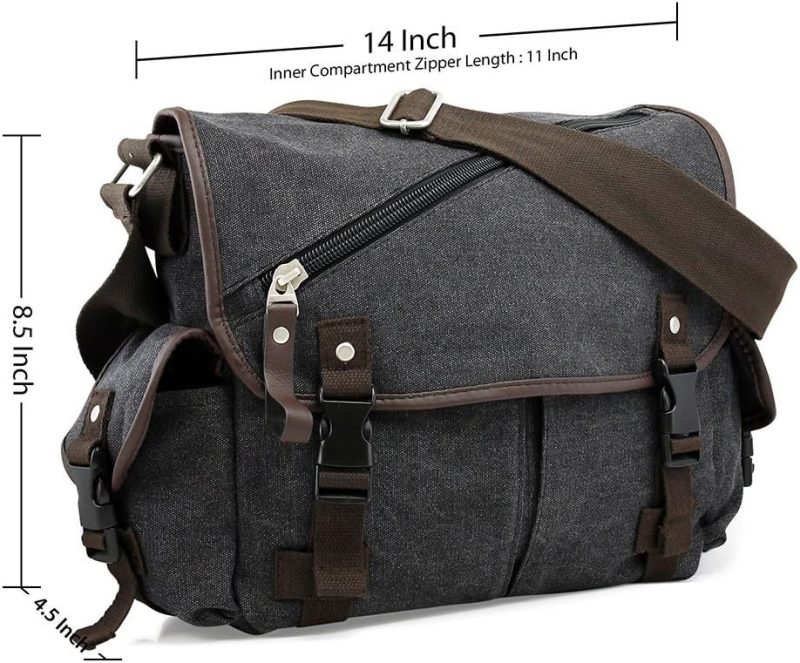 Messenger Bags | Oct17 Men Messenger Bag College Shoulder Canvas Vintage Crossbody Military Satchel Bag Laptop Messenger Bags Black