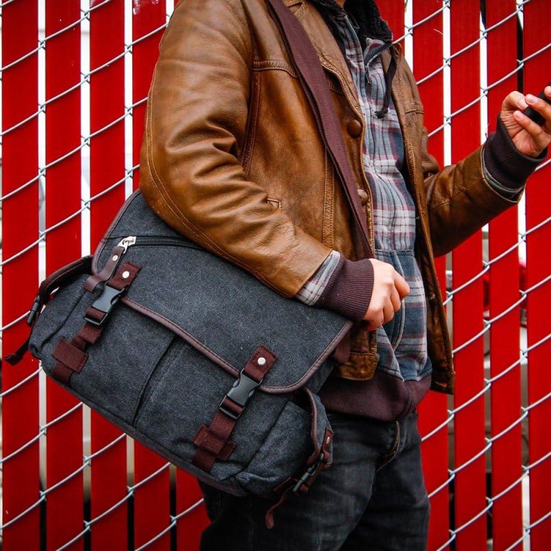 Messenger Bags | Oct17 Men Messenger Bag College Shoulder Canvas Vintage Crossbody Military Satchel Bag Laptop Messenger Bags Black