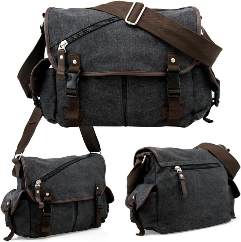 Messenger Bags | Oct17 Men Messenger Bag College Shoulder Canvas Vintage Crossbody Military Satchel Bag Laptop Messenger Bags Black