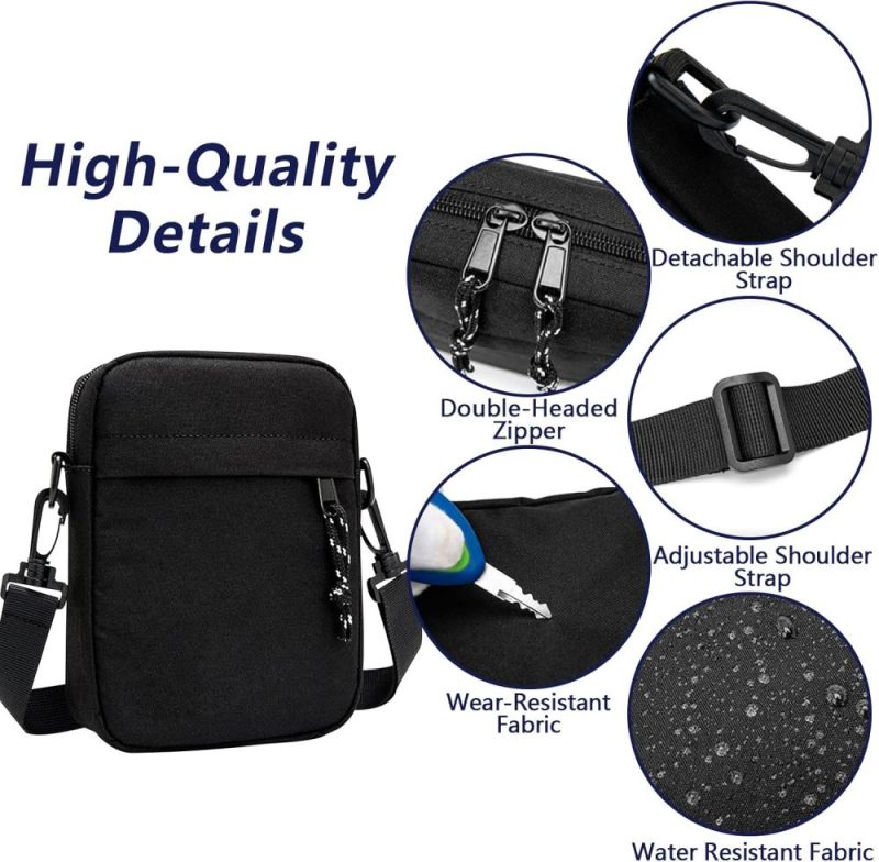 Messenger Bags | Small Crossbody Bag For Men, Mini Messenger Bag Side Shoulder Bag For Phone Passport, Casual Satchel Bag Phone Purse, Mini Sling Bag Fanny Pack Water Resistant For Travelling, Hiking (Black) Messenger Bags Messenger Bags