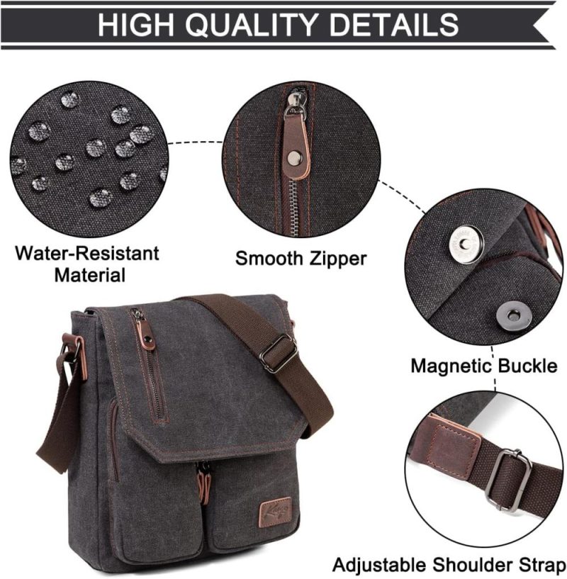 Messenger Bags | Small Messenger Bag, 11" Vintage Canvas Shoulder Crossbody Bags For Men Women Messenger Bags Dark Grey