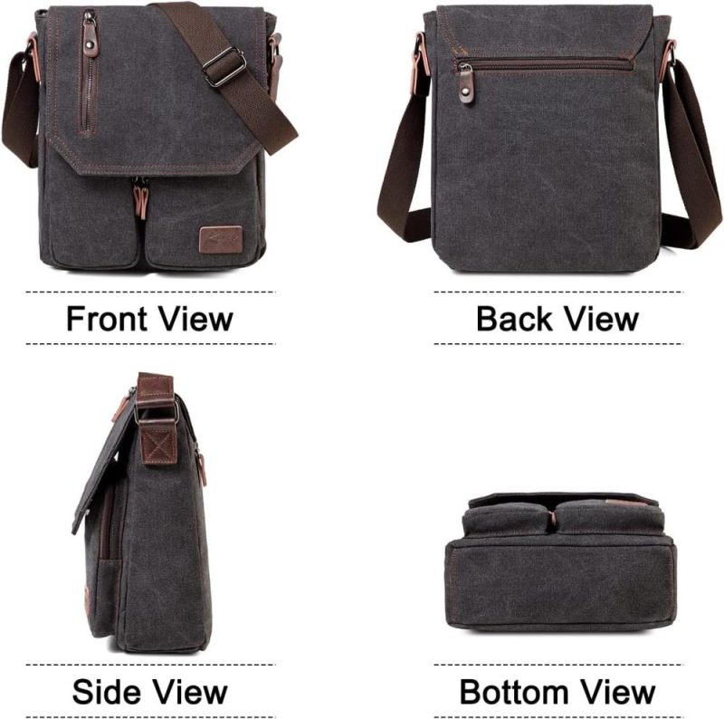 Messenger Bags | Small Messenger Bag, 11" Vintage Canvas Shoulder Crossbody Bags For Men Women Messenger Bags Dark Grey