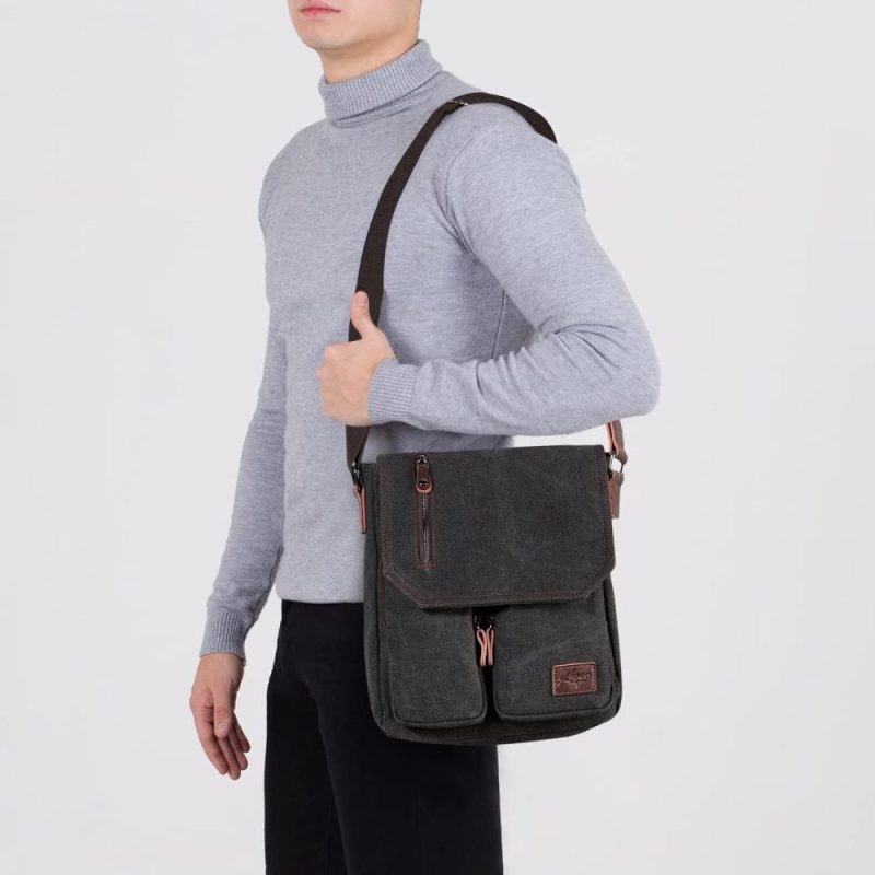 Messenger Bags | Small Messenger Bag, 11" Vintage Canvas Shoulder Crossbody Bags For Men Women Messenger Bags Dark Grey