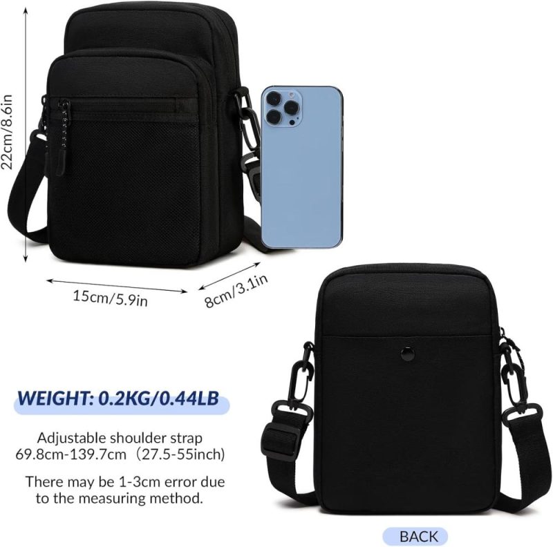 Messenger Bags | Small Messenger Bag For Men Women, Water Resistant Adjustable Crossbody Sling Bag Purse For Travel Sports Messenger Bags Black