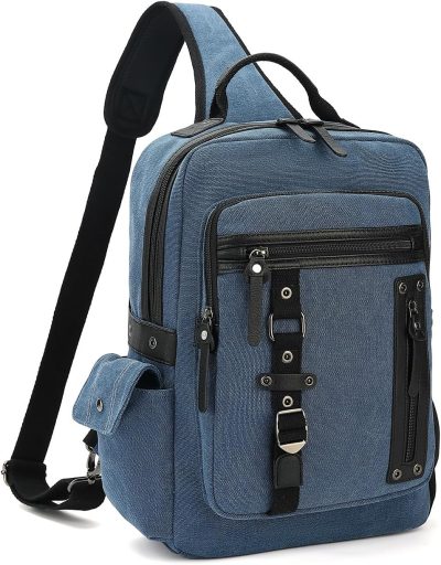 Messenger Bags | Vintage Messenger Bag, Canvas Backpack For Travel, Men’s Shoulder Bag, Dual-Use Bag For Hand Carry And Crossbody Carry Messenger Bags A-darkblue