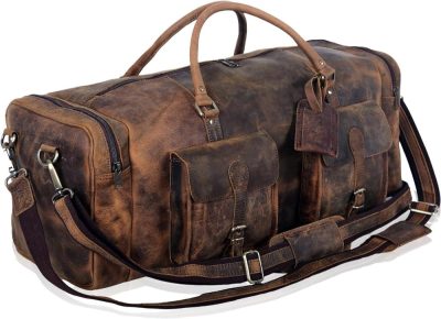 Sports Duffel Bags | 28 Inch Duffel Bag Travel Sports Overnight Weekend Leather Duffle Bag For Gym Sports Cabin Holdall Bag (Distressed Brown) Gym Bags Distressed Brown