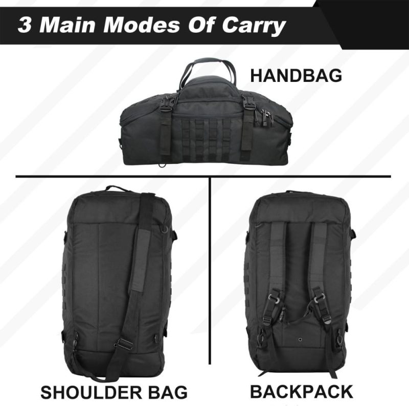 Sports Duffel Bags | 3 In 1 Tactical 85L Military Backpack Travel Duffle Bag For Weekender Gym Workout Deployment Gym Bags Black