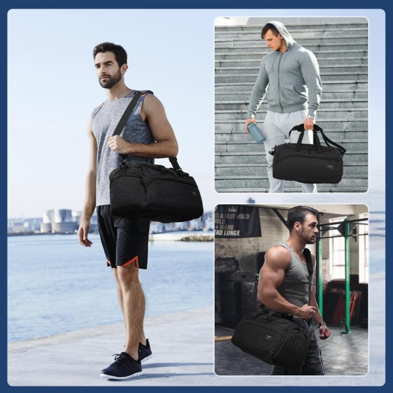 Sports Duffel Bags | 35L Mens Sports Gym Duffle Bag With Wet Pocket & Shoe Compartment, Overnight Weekender Bag With Padded Shoulder Strap, Ideal For Travel, Gym, Sports, Swimming, Black Gym Bags A-black