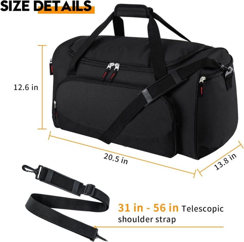 Sports Duffel Bags | 55L Sports Duffle Bags Large Gym Duffel Bag Workout Bag For Men – Black Gym Bags Black