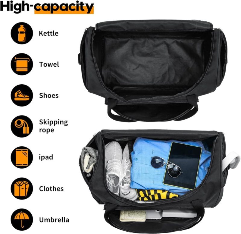 Sports Duffel Bags | 55L Sports Duffle Bags Large Gym Duffel Bag Workout Bag For Men – Black Gym Bags Black