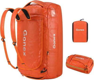 Sports Duffel Bags | 60L Duffel Bag Backpack, Convertible To Gym Backpack And Handbag For Men Women, Water-Repellent For Hiking Camping Travelling Cycling, Orange Gym Bags Orange