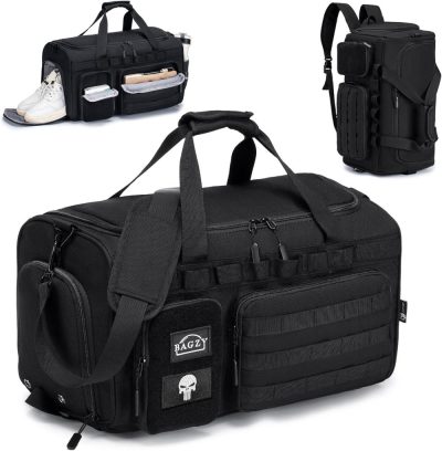 Sports Duffel Bags | Bagzy 3 In 1 Tactical Military Travel Duffle Bag 40L With Shoe Compartment For Gym Fitness Weekender Deployment Training Workout Gym Bags Sports Duffel Bags