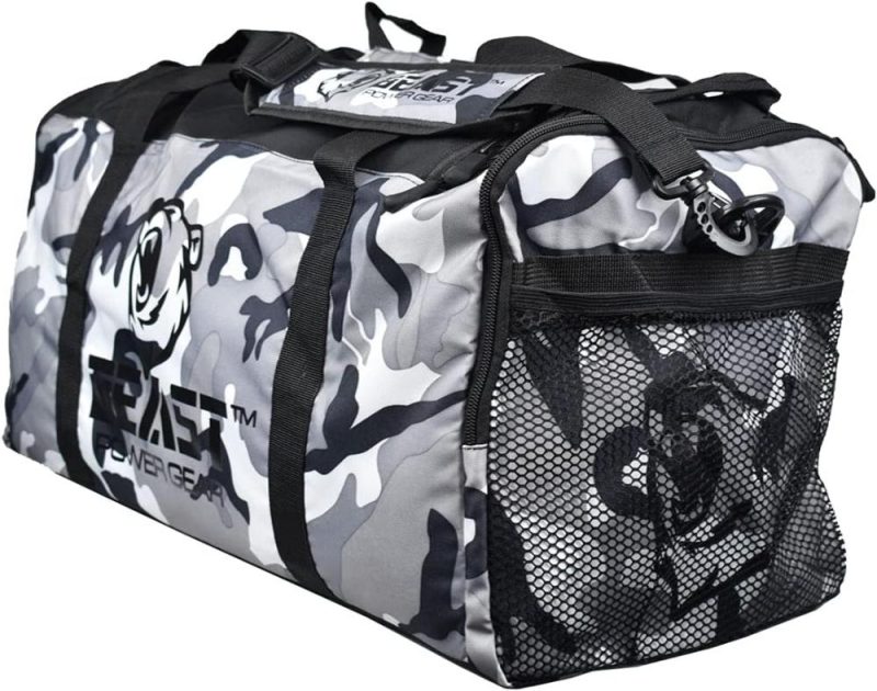 Sports Duffel Bags | Beastpowergear Gym Duffle Bag- Workout, Boxing, Mma, Sports Bag With Shoes Compartment And Adjustable Shoulder Strap For Men And Women (Gray Camo) Gym Bags Gray Camo