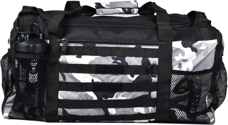 Sports Duffel Bags | Beastpowergear Gym Duffle Bag- Workout, Boxing, Mma, Sports Bag With Shoes Compartment And Adjustable Shoulder Strap For Men And Women (Gray Camo) Gym Bags Gray Camo