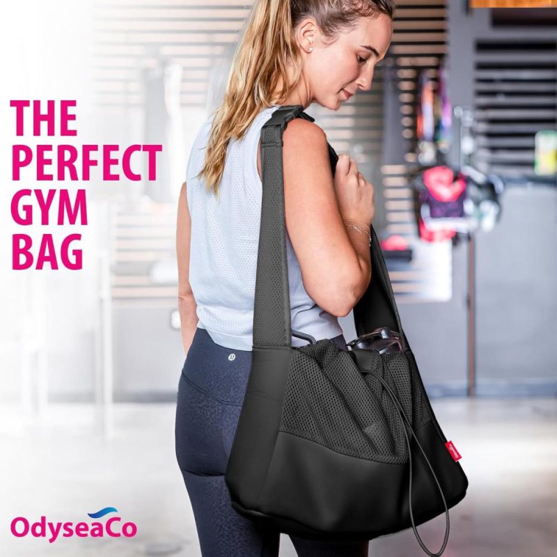 Sports Duffel Bags | Black Gym Bag For Women – Workout Bag For Women – Gym Tote Bag For Women – Cute Pool Bag, Beach Bag & Weekender Bag Gym Bags Black