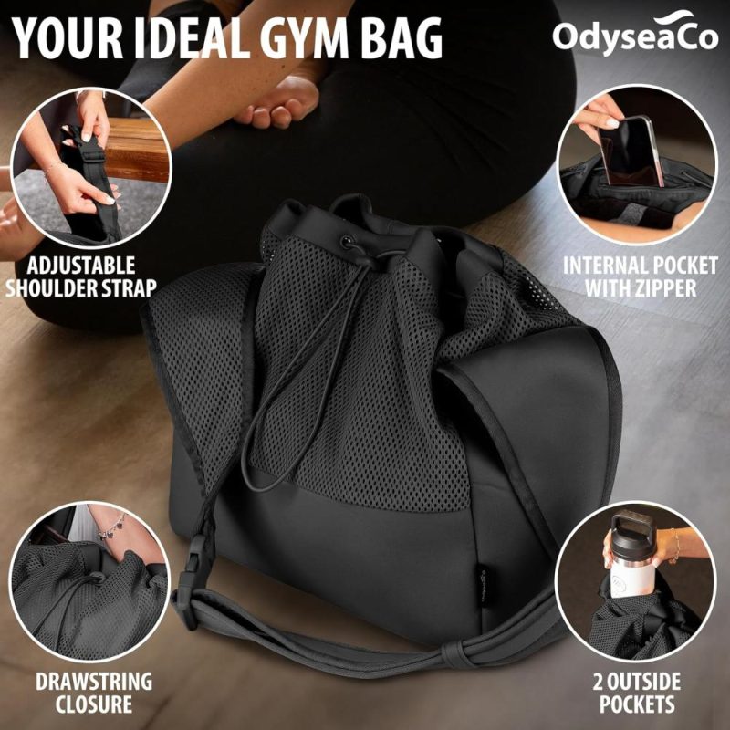 Sports Duffel Bags | Black Gym Bag For Women – Workout Bag For Women – Gym Tote Bag For Women – Cute Pool Bag, Beach Bag & Weekender Bag Gym Bags Black