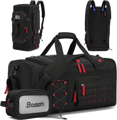 Sports Duffel Bags | Bosstin Gym Bag For Men & Women, 45L Travel Duffle Sports Duffel Bag Gym Weekender Overnight Backpack With Shoe Compartment (Black) Gym Bags Black