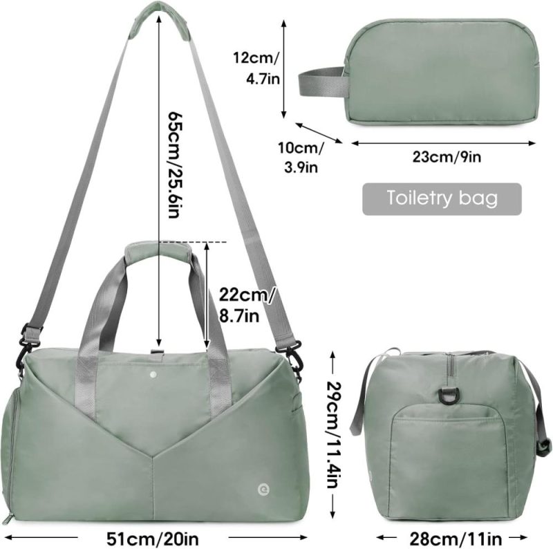 Sports Duffel Bags | Ceneda 20" Gym Duffel Bag With Wet Pocket Shoes Compartment Portable Overnight Weekender Bag Travel Bag Yoga Bag For Women (Celadon) Gym Bags Celadon