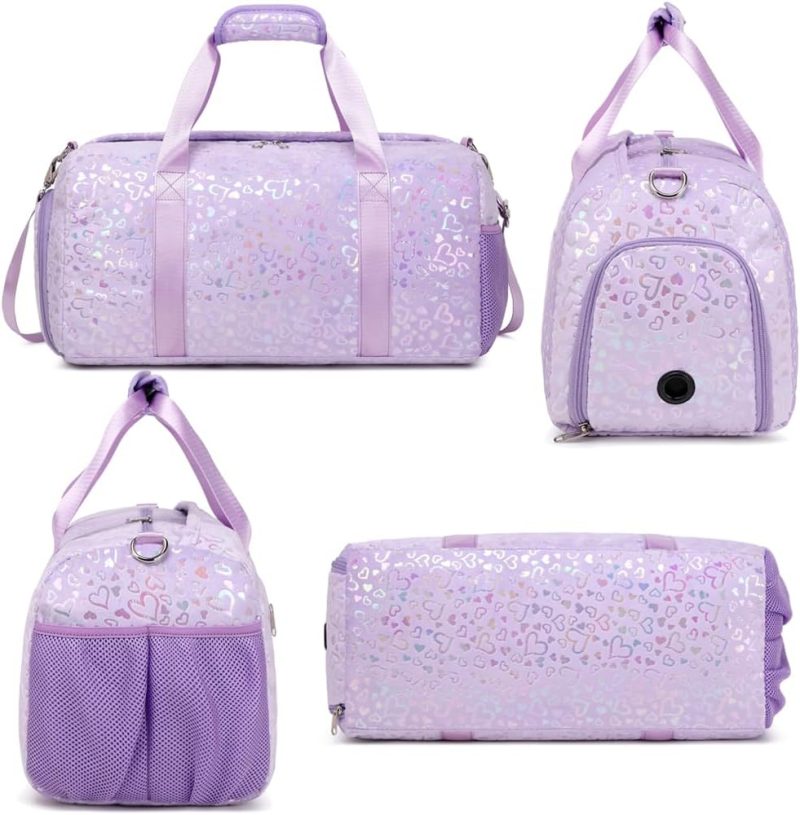 Sports Duffel Bags | Duffel Bag For Girls Fluffy Dance Bag For Girls Ballet Bag Girls Sports Gym Bag Water Resistant Travel Duffle Bags With Shoes Compartment Gym Bags Furry Purple