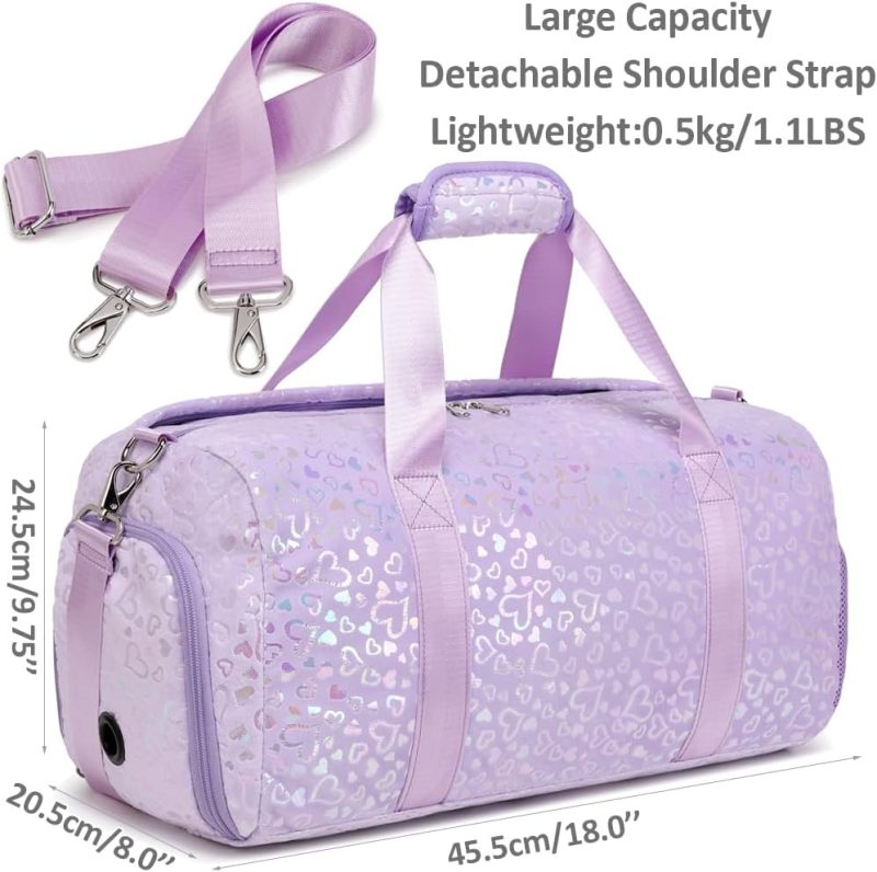 Sports Duffel Bags | Duffel Bag For Girls Fluffy Dance Bag For Girls Ballet Bag Girls Sports Gym Bag Water Resistant Travel Duffle Bags With Shoes Compartment Gym Bags Furry Purple