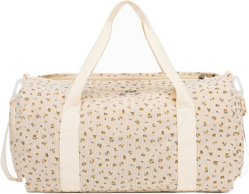 Sports Duffel Bags | Duffle Bag For Gym Sports Women Girls Workout Travel Bag Weekender With Shoe Compartment And Wet Pocket Gym Bags Corduroy-floral beige