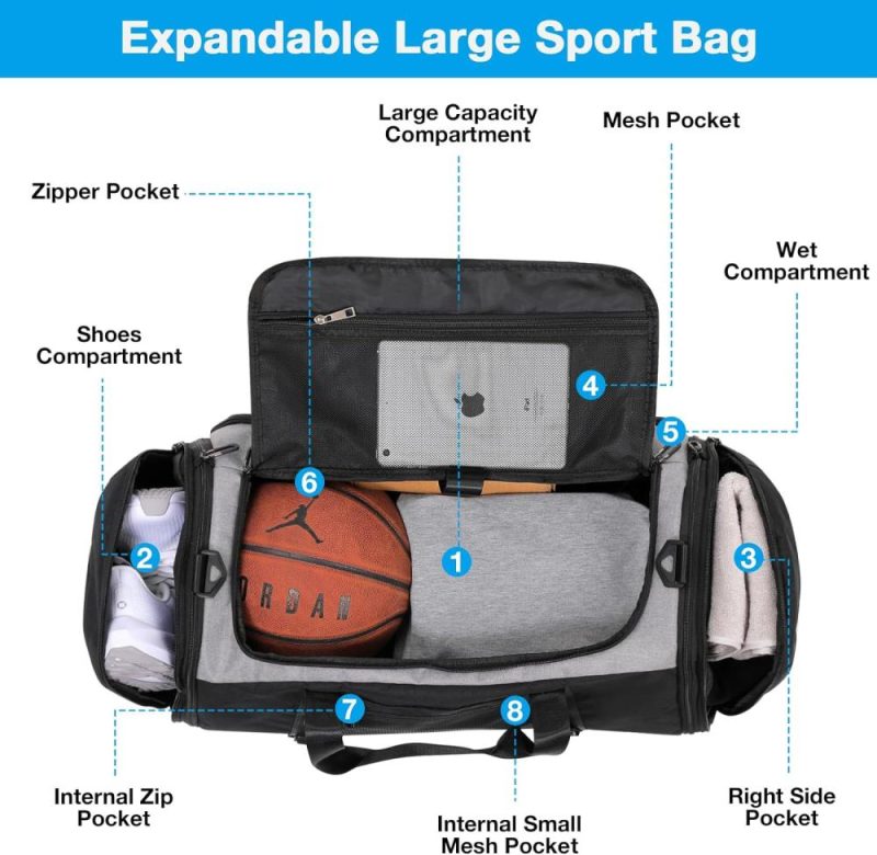 Sports Duffel Bags | Gym Bag, Duffel Bag For Men Women, 54L-72L Expandable Large Travel Bag Backpack With Shoe Compartment, Carry On Weekend Bag, Fitness Training Bag For Gym, Travel, Swimming, Yoga, Football Gym Bags Sports Duffel Bags