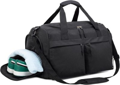 Sports Duffel Bags | Gym Bag For Men – 21 Inches Duffle Bag Women Lightweight Duffel Bag With Wet Pocket Shoe Compartment Travel Bag Sports Bag For Gym Sports Travel – Black Gym Bags Black