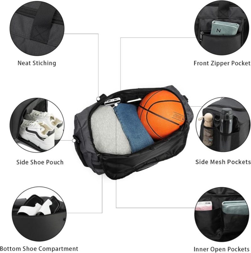 Sports Duffel Bags | Gym Bag, Weekender Bag For Men Women Travel Duffel Bag With Wet Pocket Large Overnight Bag With Shoe Compartment Carry On Travel Bag Gym Duffle Bag Sports Bag-Black Gym Bags A01-black