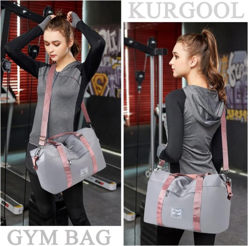 Sports Duffel Bags | Gym Bag With Wet Pocket, Waterproof Sports Duffel Travel Tote Bags For Weekend Getaway, Lightweight Trendy Weekender Overnight Bags For Women (Gray) Gym Bags A0-gray