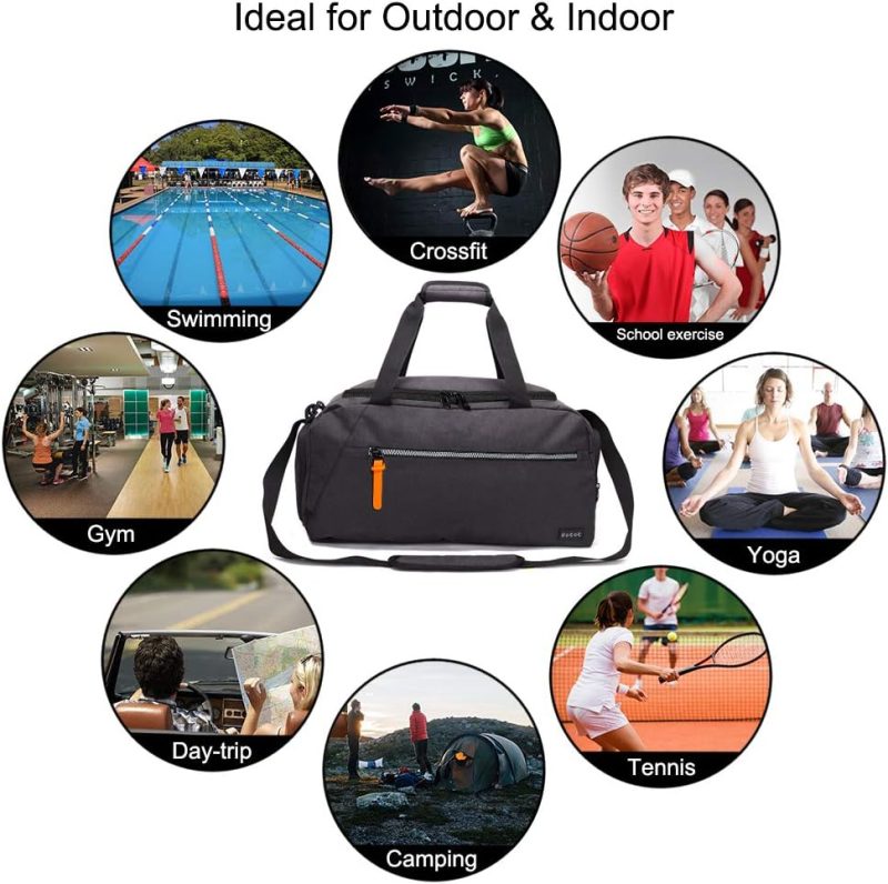 Sports Duffel Bags | Gym Duffel Bag, Gym Bag With Waterproof Shoe Pouch, Weekend Travel Bag With A Water-Resistant Insulated Pocket Gym Bags Black