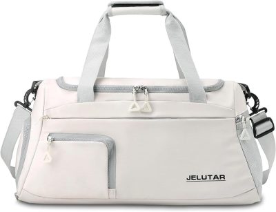 Sports Duffel Bags | Gym Duffle Bag For Women – Small Carry On Travel Tote Bags Weekender Bags For Personal Item/Sports Gear With Shoe Compartment&Wetproof Pocket (Beige) Gym Bags Beige