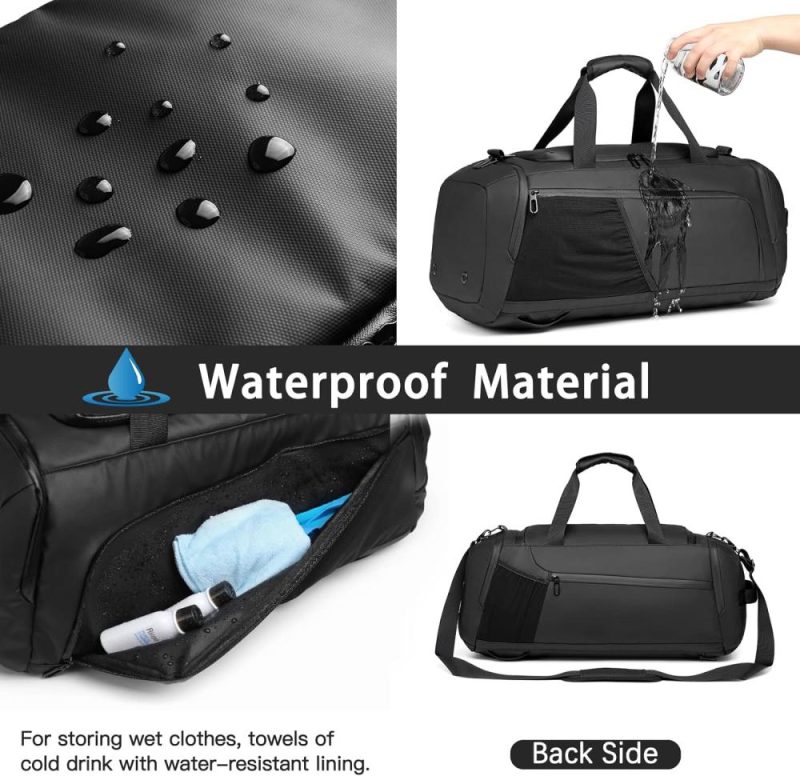 Sports Duffel Bags | Gym Duffle Bag Waterproof Sports Duffel Bags Travel Weekender Bag For Men Women Overnight Bag With Shoes Compartment Gym Bags Black