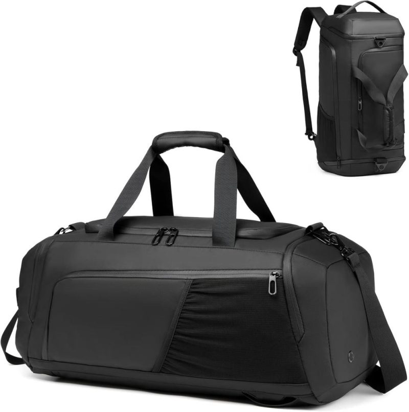 Sports Duffel Bags | Gym Duffle Bag Waterproof Sports Duffel Bags Travel Weekender Bag For Men Women Overnight Bag With Shoes Compartment Gym Bags Black